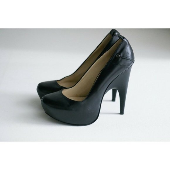 Brand NEW CNC Costume National Black Leather Unique Stiletto Heels 37 - Picture 7 of 12